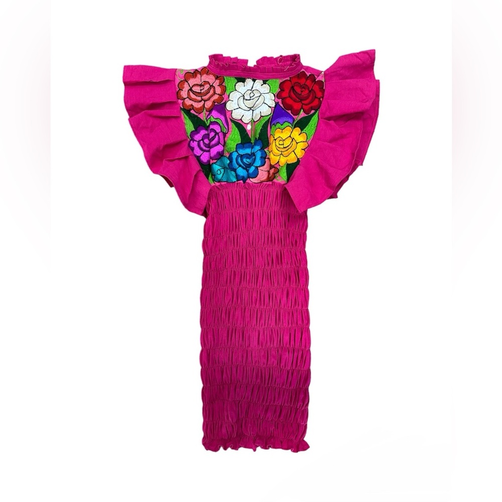 Tania Mexican Stretchable Pink Dress